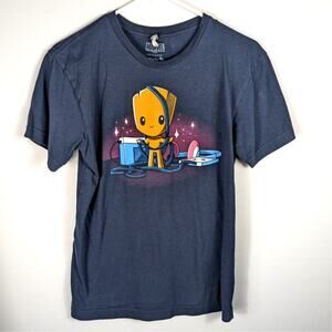 Marvel TeeTurtle Baby Groot Dancing Graphic T-Shirt Navy Blue Mens Small Cotton